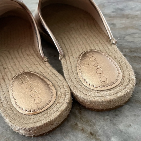 Coach Cassidy Espadrille Gold Metallic Mule Slides Women’s 8.5 - Picture 9 of 11